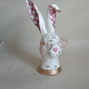 Whimsical Resin Bunny Rabbit Alice in wonderland 11" Hand Painted
